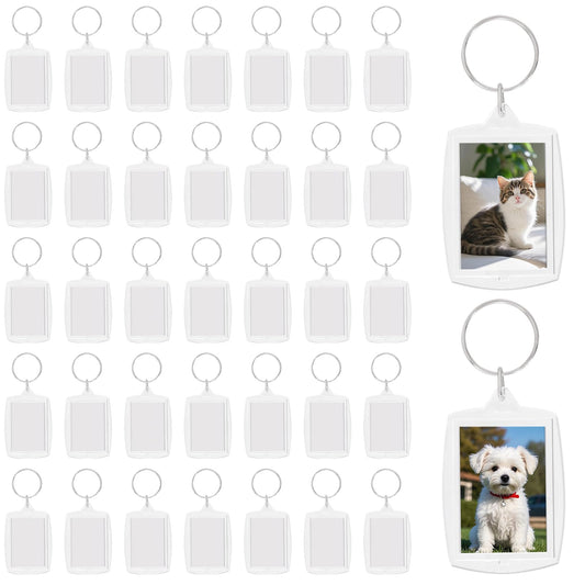 hoyuwak 36Pcs 2.16x1.8 Inch Acrylic Photo Keychains – Clear Blank Picture Frame Keyrings for Custom Photos & Gifts (36)