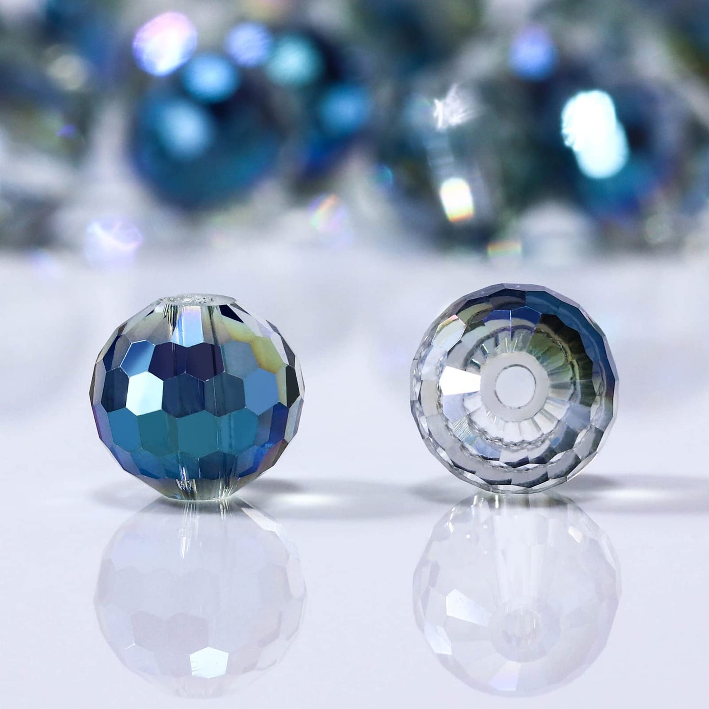 Dowarm 10MM Round Crystal Beads for Jewelry Making, Faceted Glass for Crafts Bracelet Wind Chimes Suncatcher, #5003 Rondelle Spacer, Loose Gemstones, 50PCS, Green Colorized