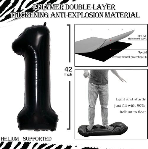GOER 42-Inch Jumbo Black Foil Balloons - Perfect for 18th & 81st Birthday Party Decorations