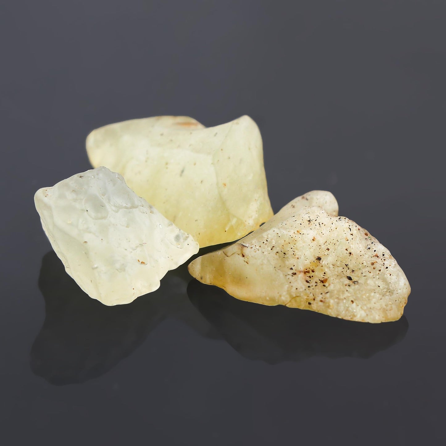 CRYSTALIS (10gm) (3pcs) Raw Milky Libyan Desert Glass/Natural Golden Tektite, Rare Loose Gemstone Wholesale Bulk Rough Jewelry Making Supply, Wire Wrapping, DIY, Gem Collectibles (18-24mm)