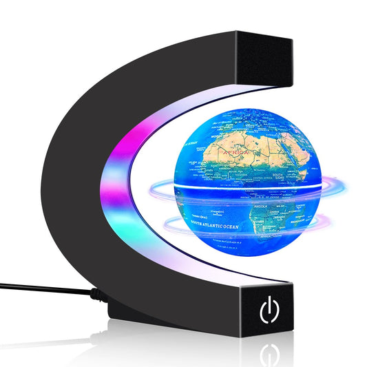Poojaed Magnetic Levitating Floating Globe with 7 Colored Lamp, World Globe for Men Father Boy Girl, Birthday Gifts Office Home Desk Toy Decor Display Frame, Cool Tech Gadgets Gifts