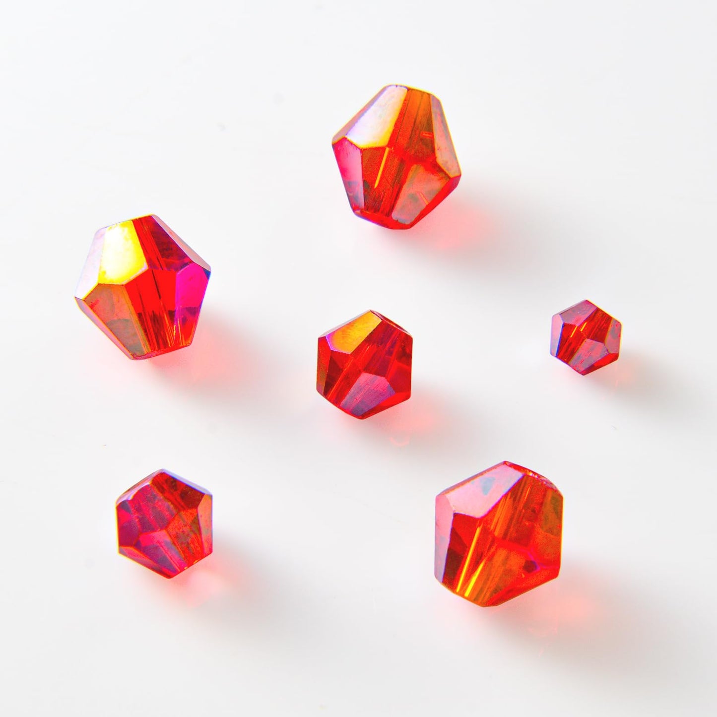 1550PCS Bicone Crystal Glass Beads Set for Jewelry Making, 3mm 4mm 6mm 8mm Sparkling Faceted Beads Sorted by Size for Bracelets, Necklaces, Suncatchers & DIY Crafts(Red)