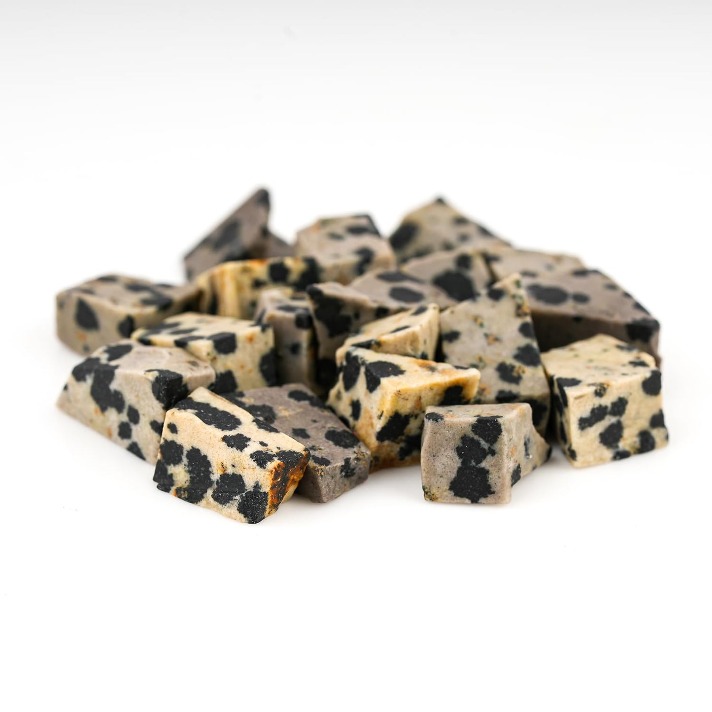 ColouredRocks 100 carats Dalmatian Jasper Crystals, Raw Stones, Rough Gemstones, Jewelry Making Supply, Cabbing, Polishing, Cutting, DIY, Crafts (18pcs) (8-12mm)