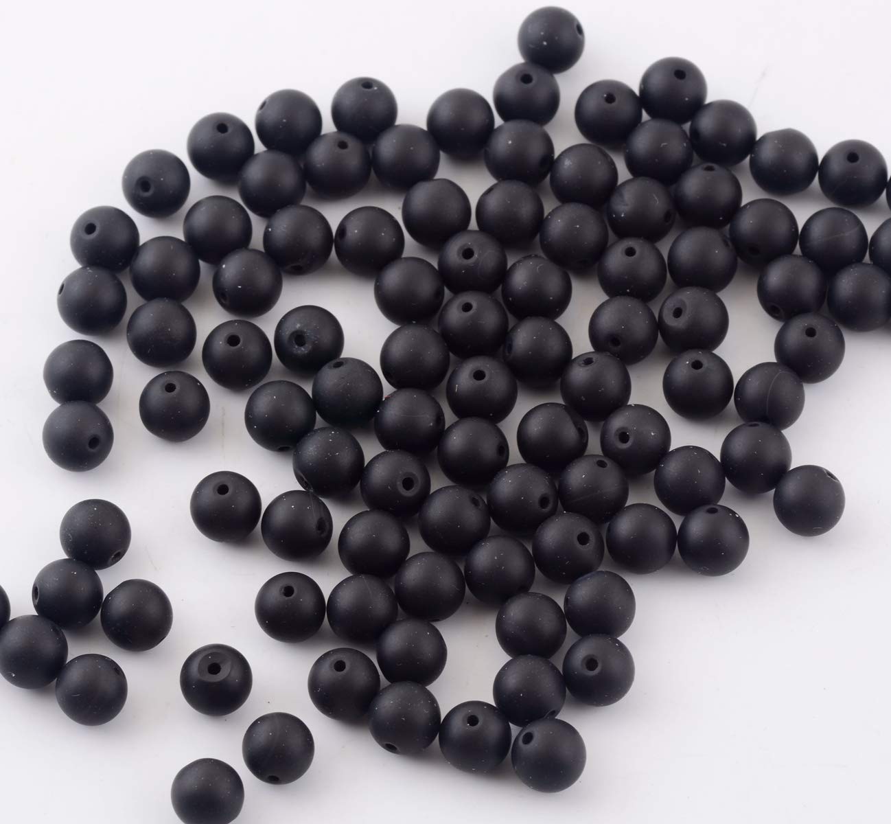 Natural Stone Beads 100pcs 6mm Matte Black Onyx Agate Dull Polish Round Stone Beading Loose Gemstone DIY Smooth Beads for Bracelet Necklace Earrings Jewelry Making (Matte Black Onyx, 6mm)