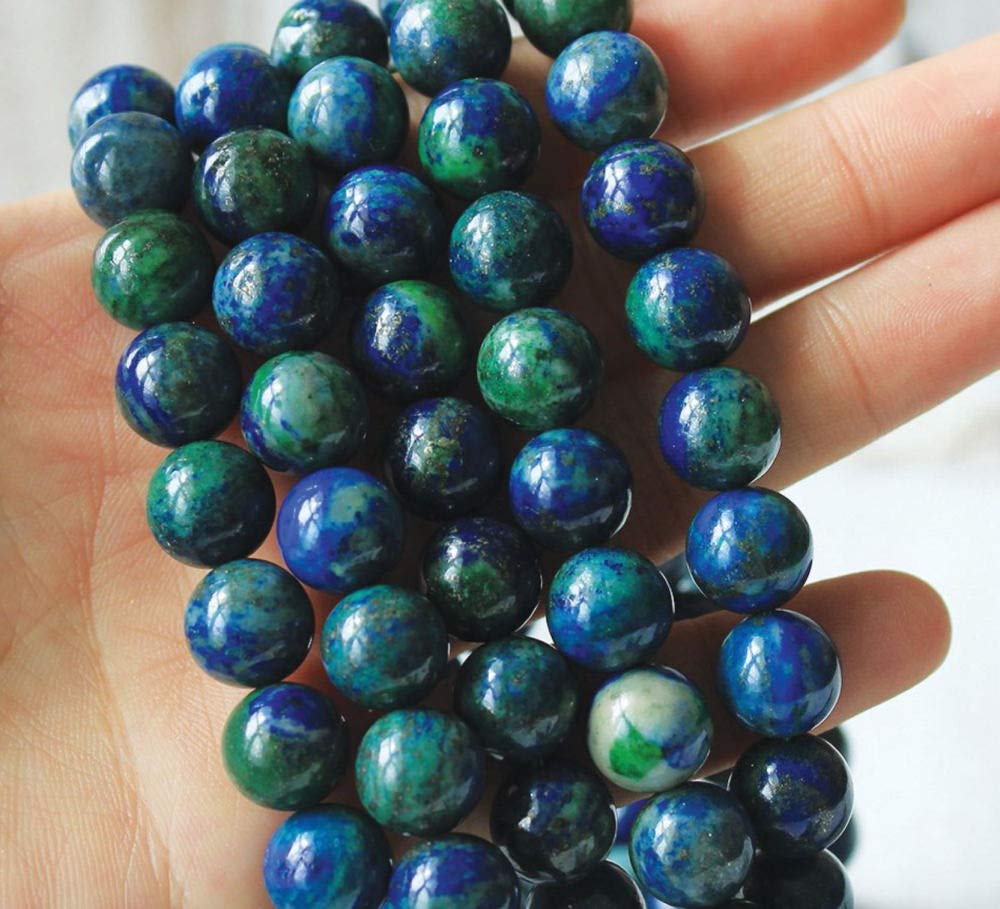 Adabele Real Natural Lapis Chrysocolla Bracelet 8 inch Stretch Gemstone Beaded Bracelet Chakra Healing Crystal Stone Jewelry Women Mom Gift (Unisex) GB8-C21