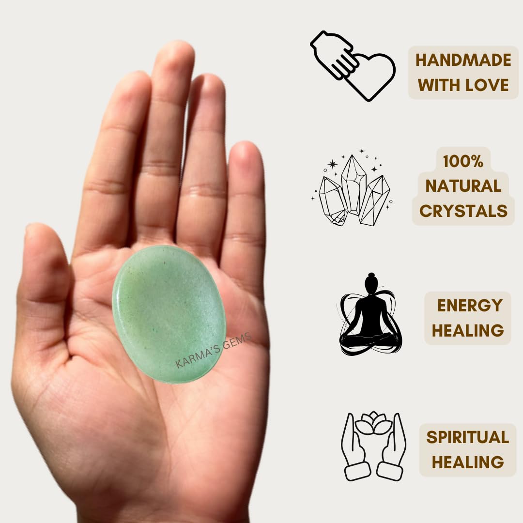 Green Aventurine - Rubbing Natural Thumb Worry Stone - Hold in Your Hand for Relaxation or Anxiety Relief - Enhance Meditation, Aid in Healing the Mind, Body and Spirit