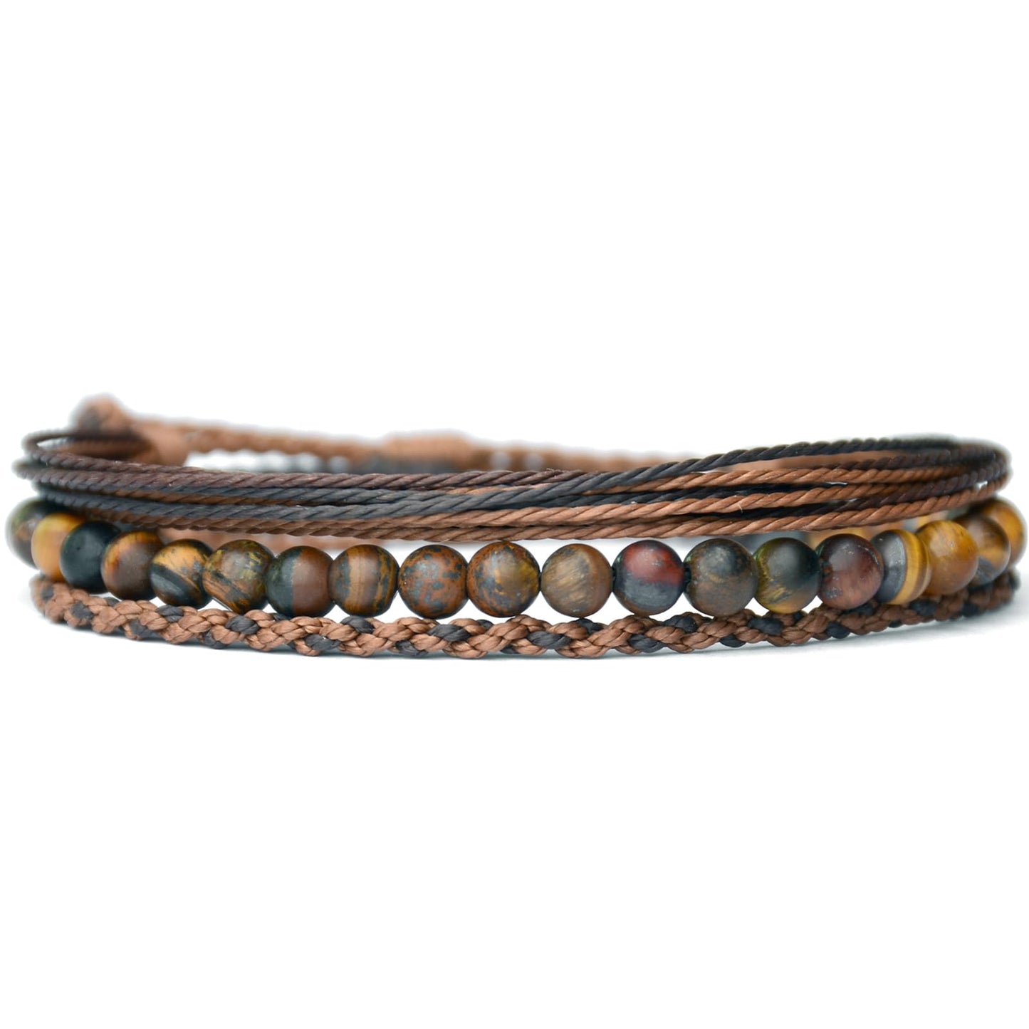 Handmade Natural Stone Beaded Healing Bracelet Gift for Men Adjustable Rope String Bracelet (tiger-eye, Adjustable)