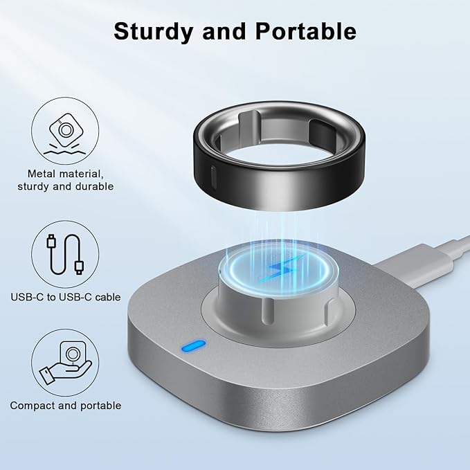 Compatible with Oura Ring Gen 4 Charger Size 9, Fast Charging Dock with USB-C Cable