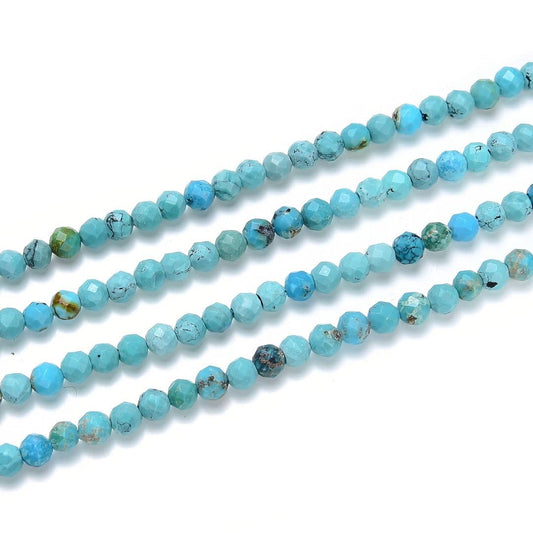 Adabele 30 Inch Natural Green Turquoise Healing Gemstone 4mm (0.16 Inch) Tiny Small Faceted Round Loose Beads Stone Spacer (160-180pcs) for Craft Jewelry Making GK4-15