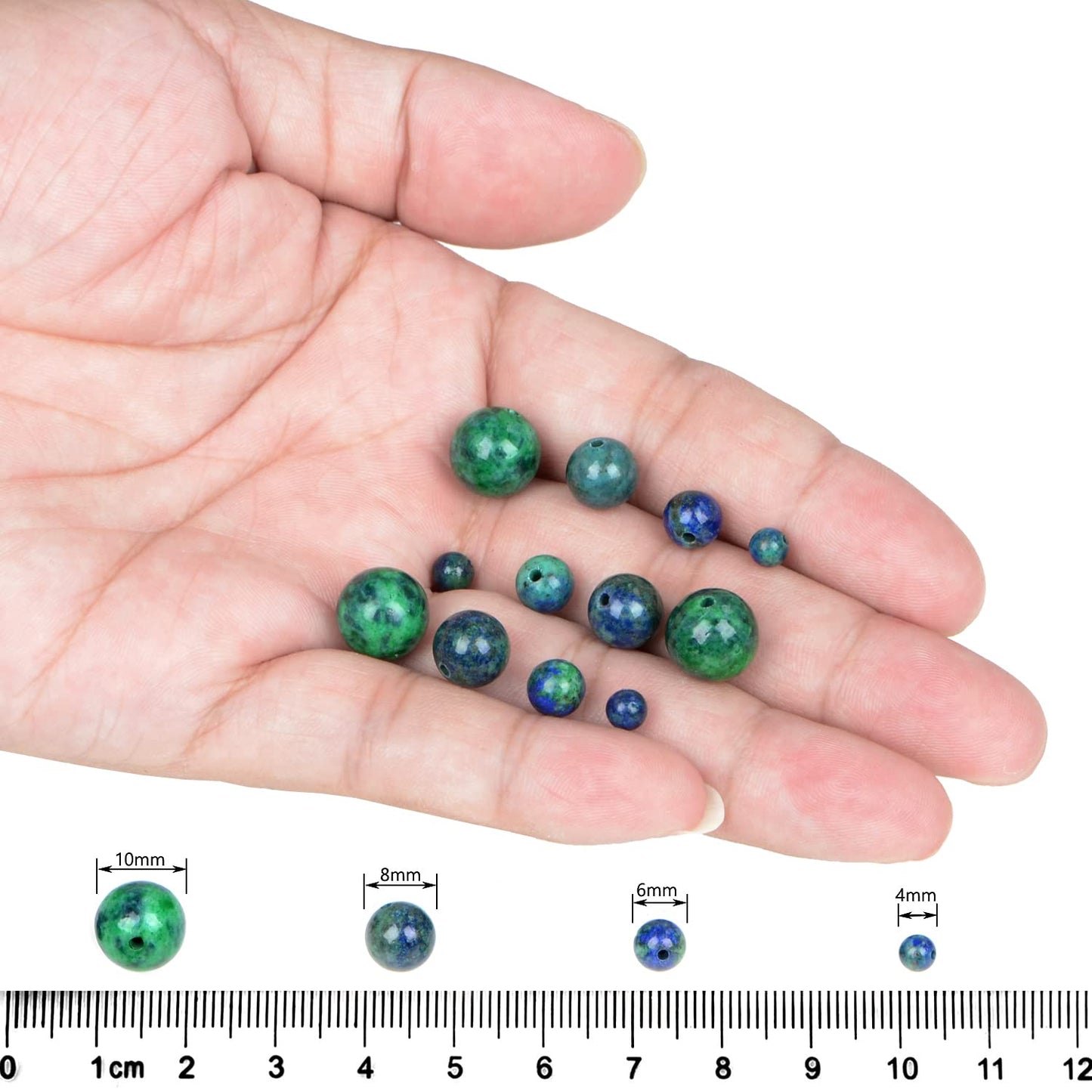 AD Beads Natural Gemstone Round Loose Beads 15" for Bracelet Necklace Earrings Jwelery Making Crafts DIY (4mm, Lapis Lazuli Chrysocolla)