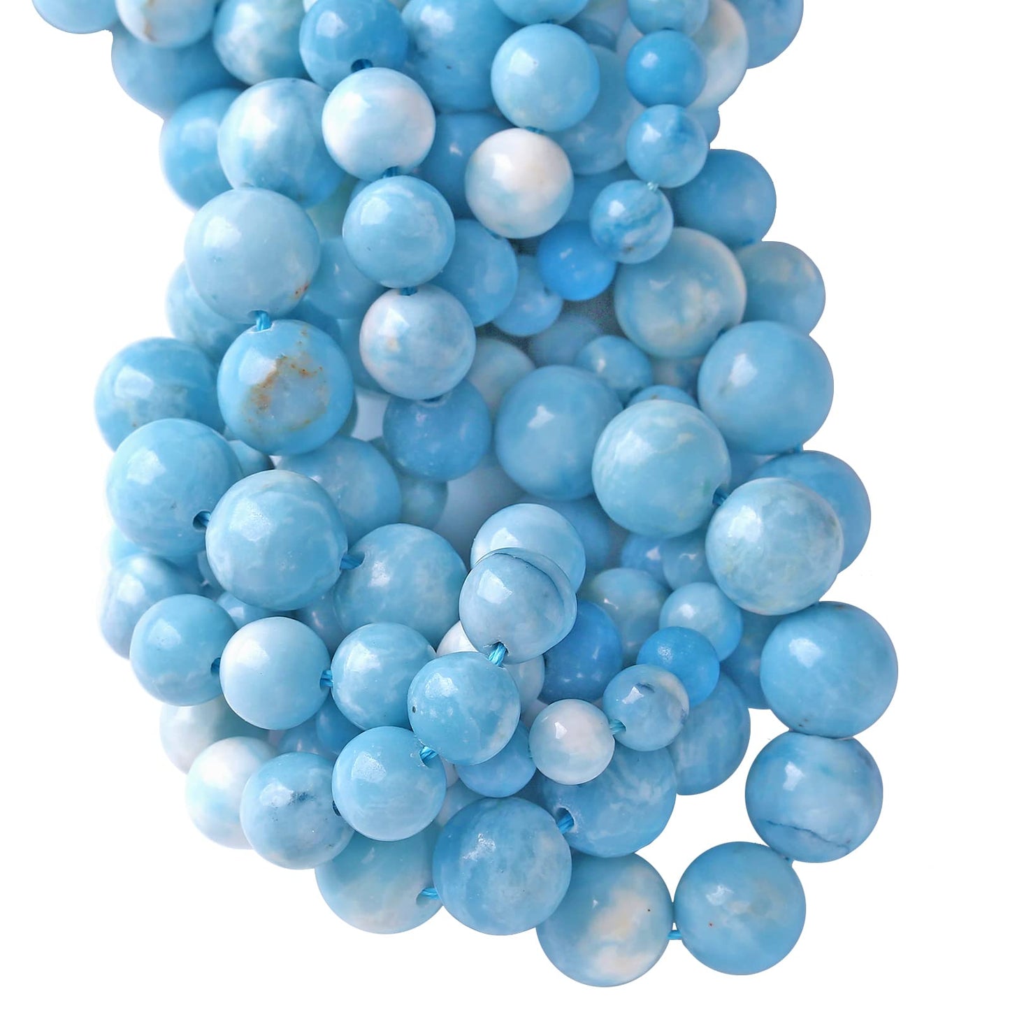 10MM 36PCS Natural Blue Larimar Gemstone Crystal Beads for Jewelry Making DIY Bracelet
