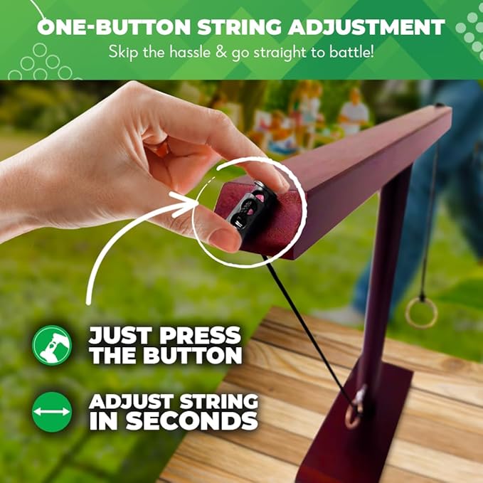 Swooc Games® - Battle Hooks XL Hook and Ring Game with Ladder - 20 Second Set Up - Hook and Ring Toss Game for Adults - Wooden Ring Hook Tossing Game - Tabletop Ring Hook Game
