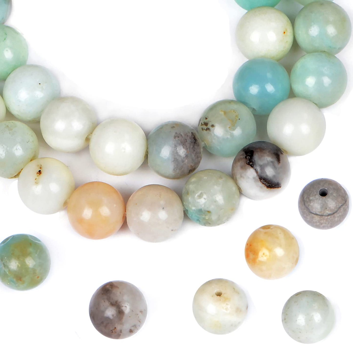 AD Beads Natural Gemstone Round Loose Beads 15" for Bracelet Necklace Earrings Jwelery Making Crafts DIY (8mm, Multicolor Amazonite)