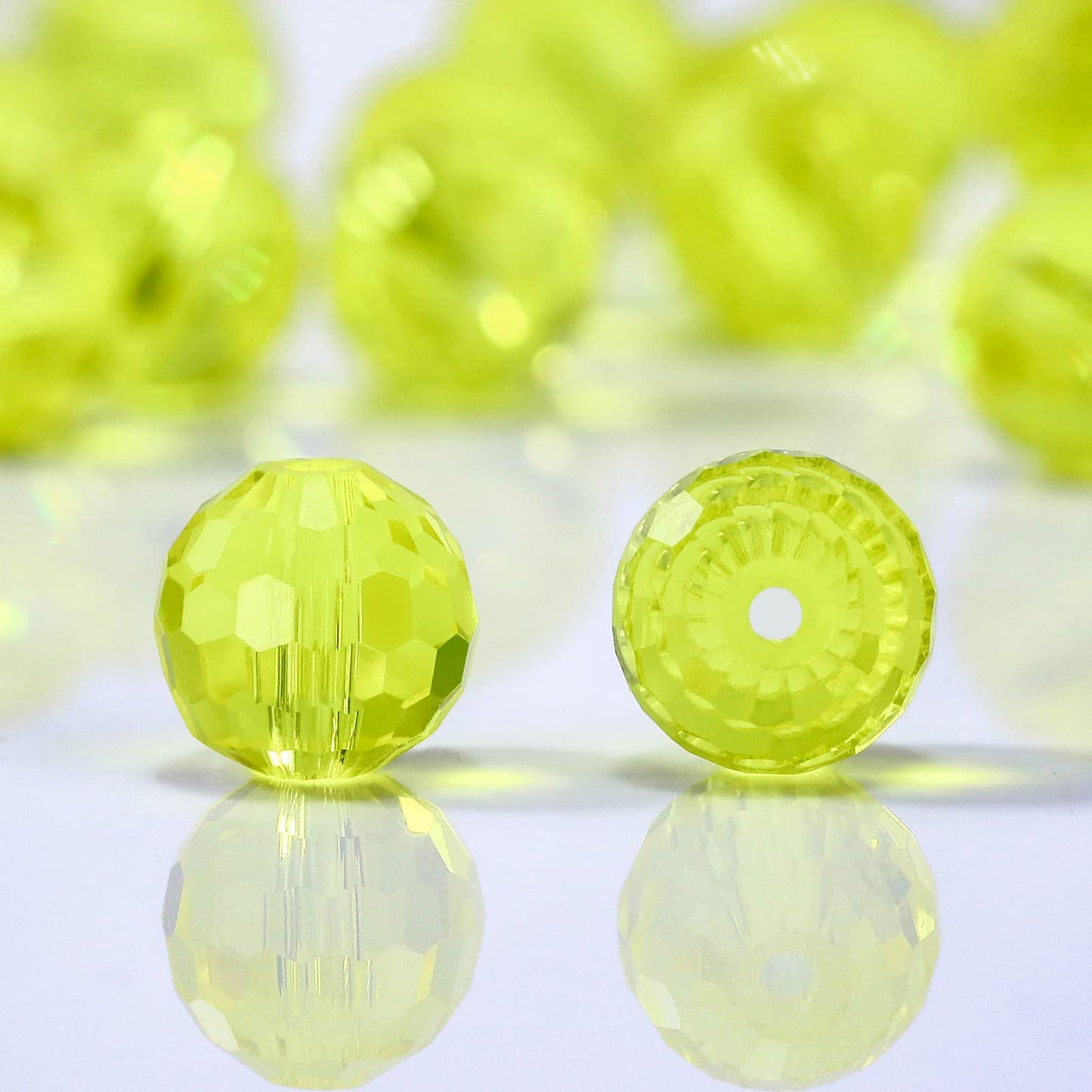 Dowarm 150PCS 6MM Round Crystal Glass Beads for Jewelry Making, Lemon Yellow Faceted Rondelle Spacer Beads for Crafts, Bracelet, Wind Chimes, Suncatcher - #5003 Loose Gemstones