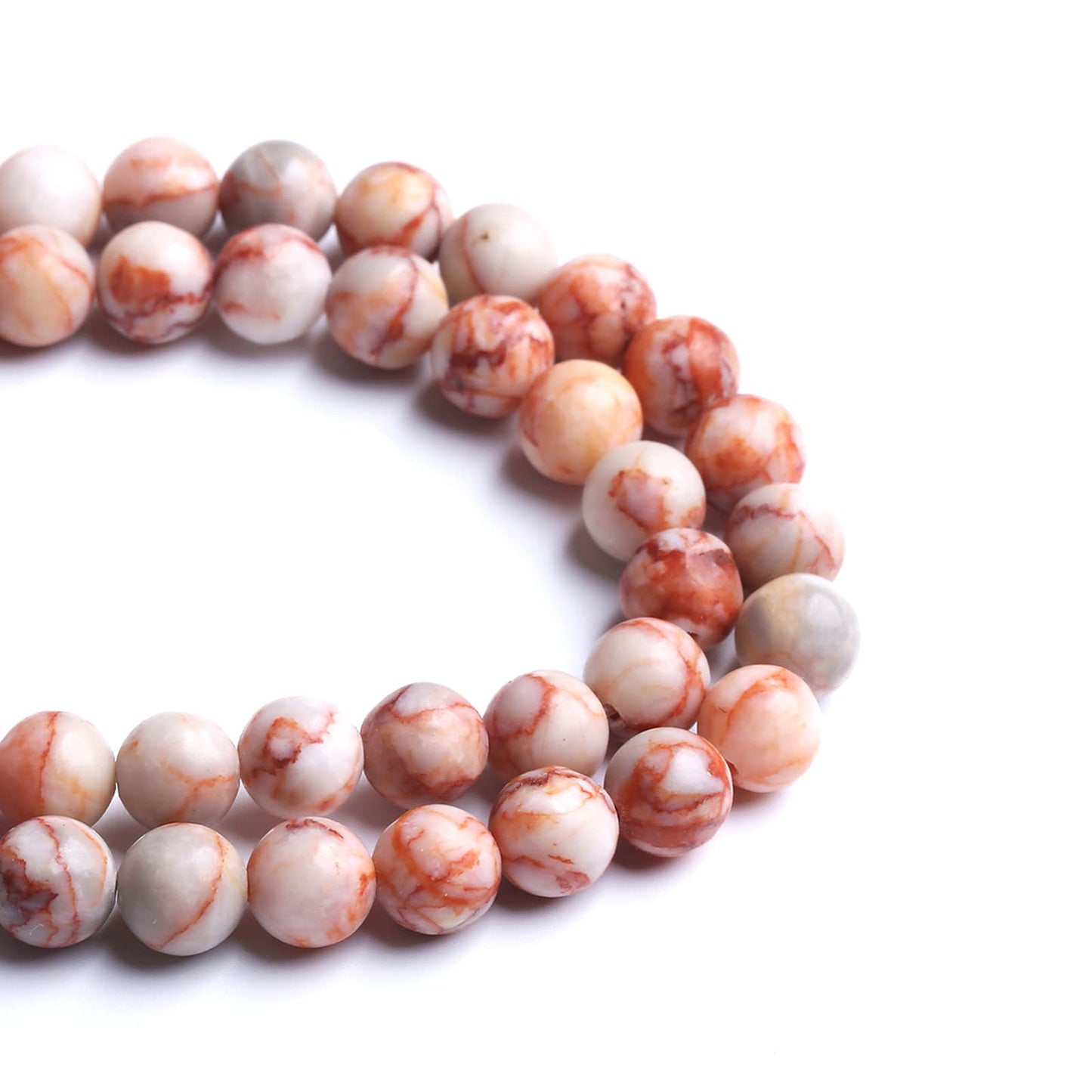8MM 45PCS Natural Stone Red Network Jasper Loose Beads for Jewelry Making DIY Bracelet