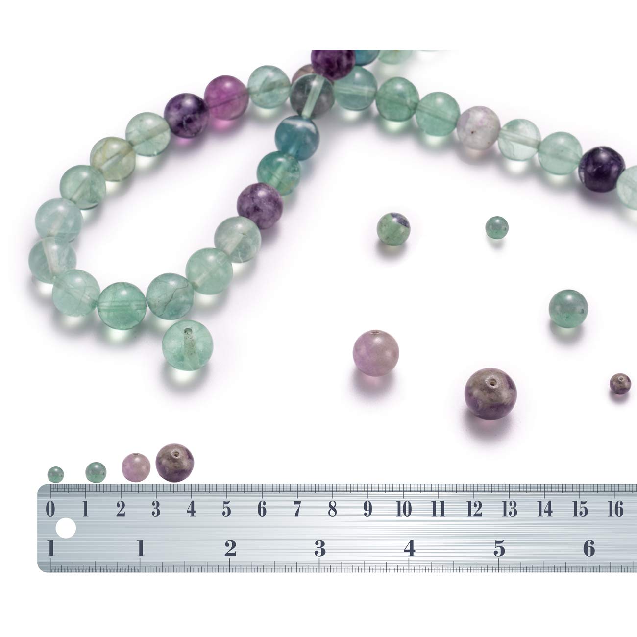 BEADIA Natural Fluorite Stone Round Loose Semi Gemstone Beads for Jewelry Making 10MM 38PCS