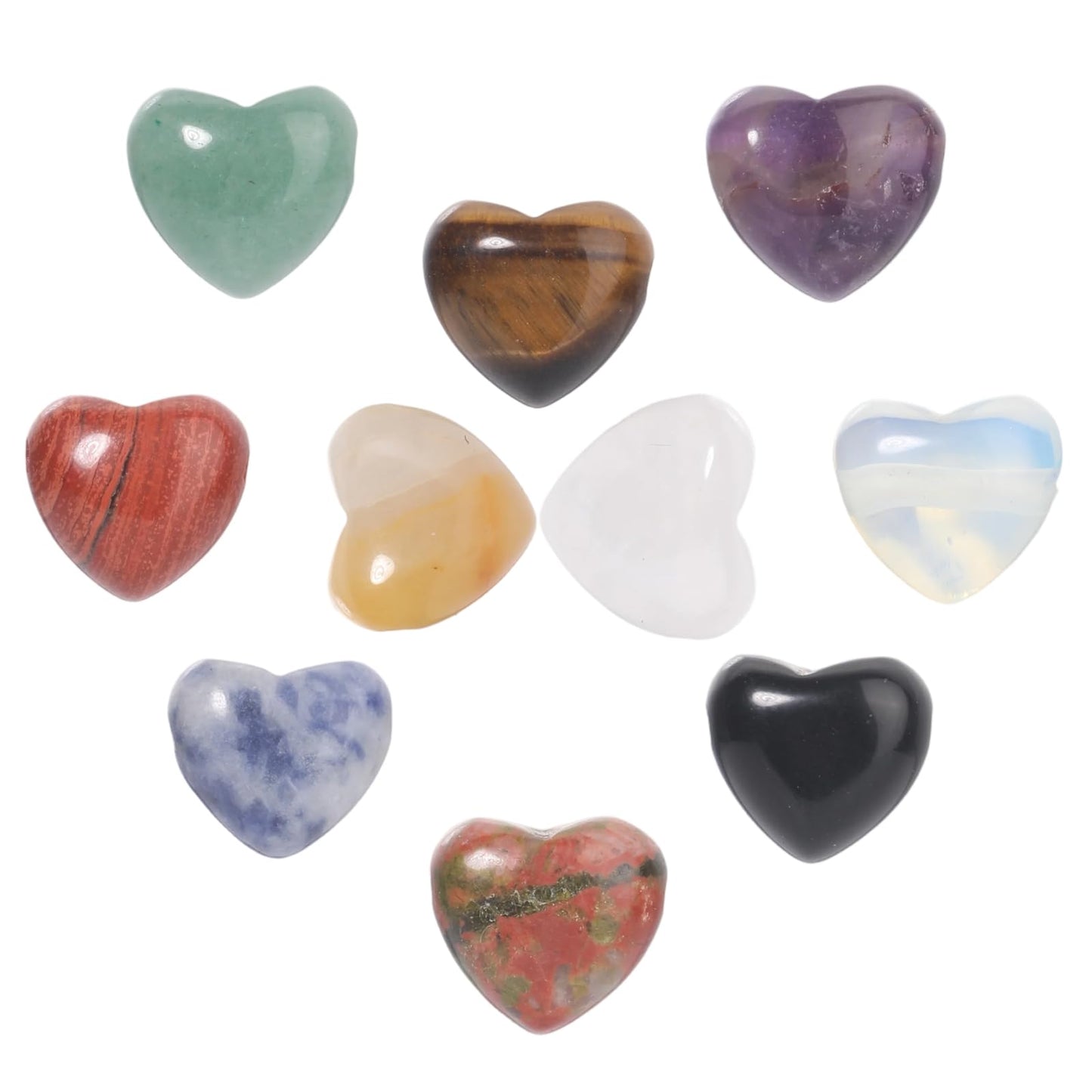 Yochus 5pcs White Crystal Natural Heart Stone Beads，12mm Healing Energy Gemstone for Jewelry Making Earring Necklace DIY