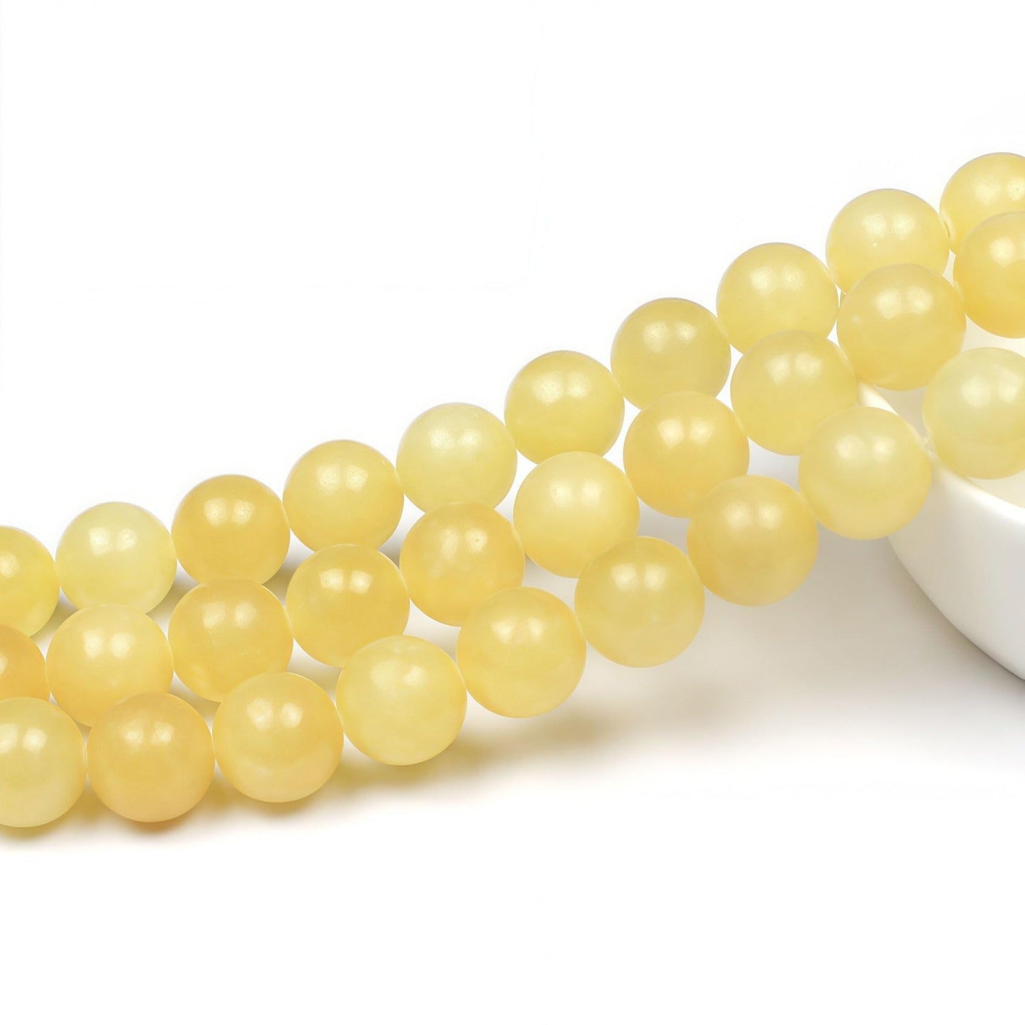 MJDCB Stone Beads Yellow Jade Round Loose Beads for Jewelry Making DIY Bracelet Necklace 4mm