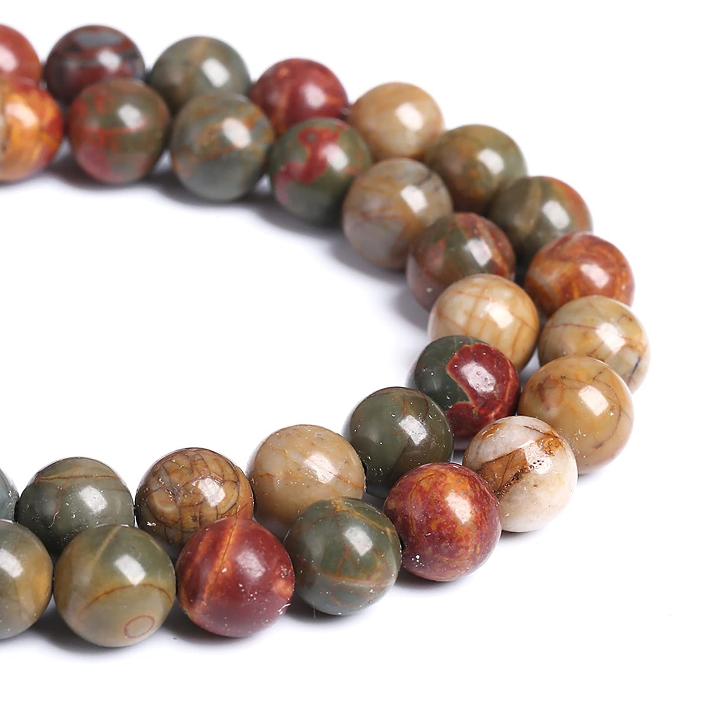 6MM 58PCS Natural Stone Picasso Jasper Loose Beads for Jewelry Making DIY Bracelet