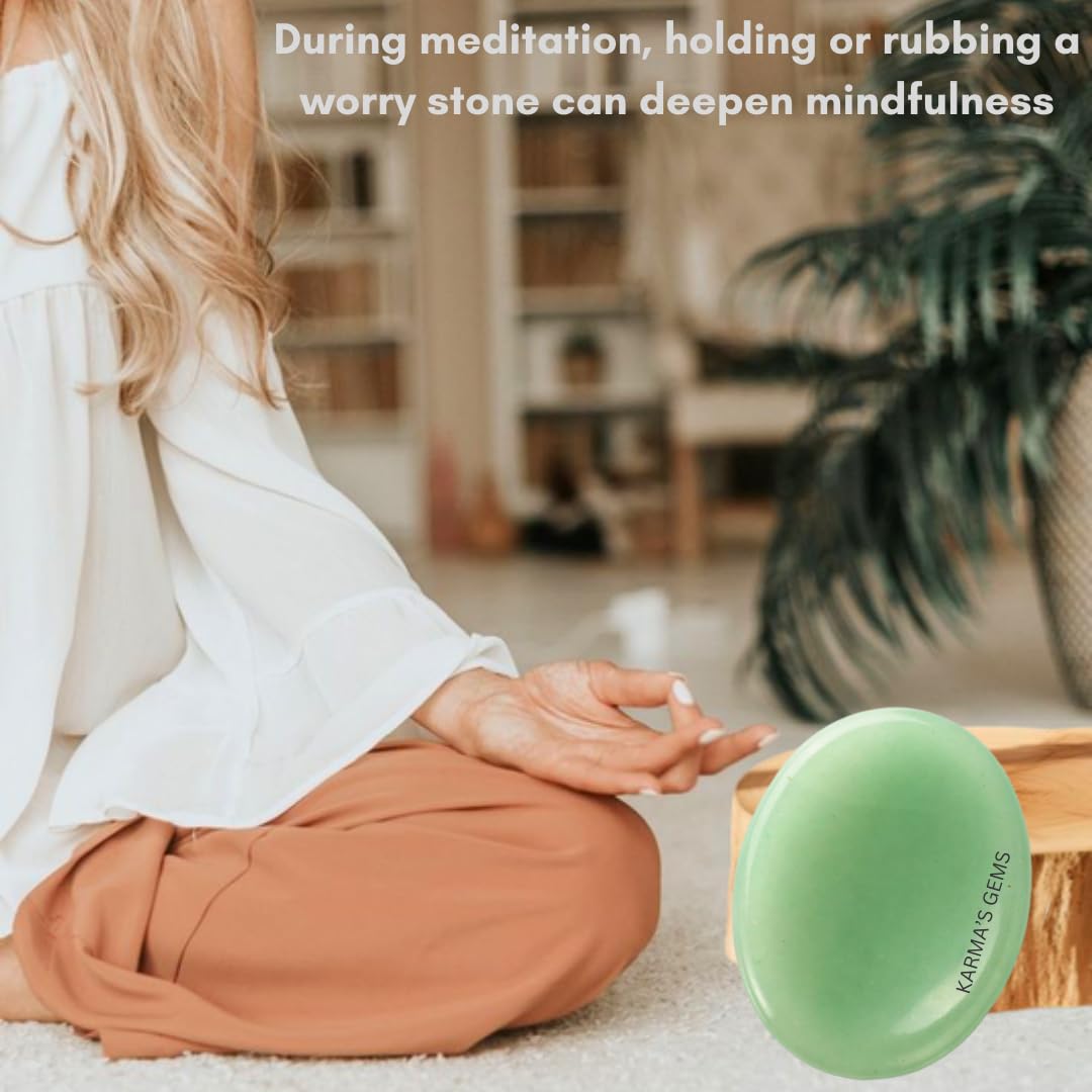 Green Aventurine - Rubbing Natural Thumb Worry Stone - Hold in Your Hand for Relaxation or Anxiety Relief - Enhance Meditation, Aid in Healing the Mind, Body and Spirit