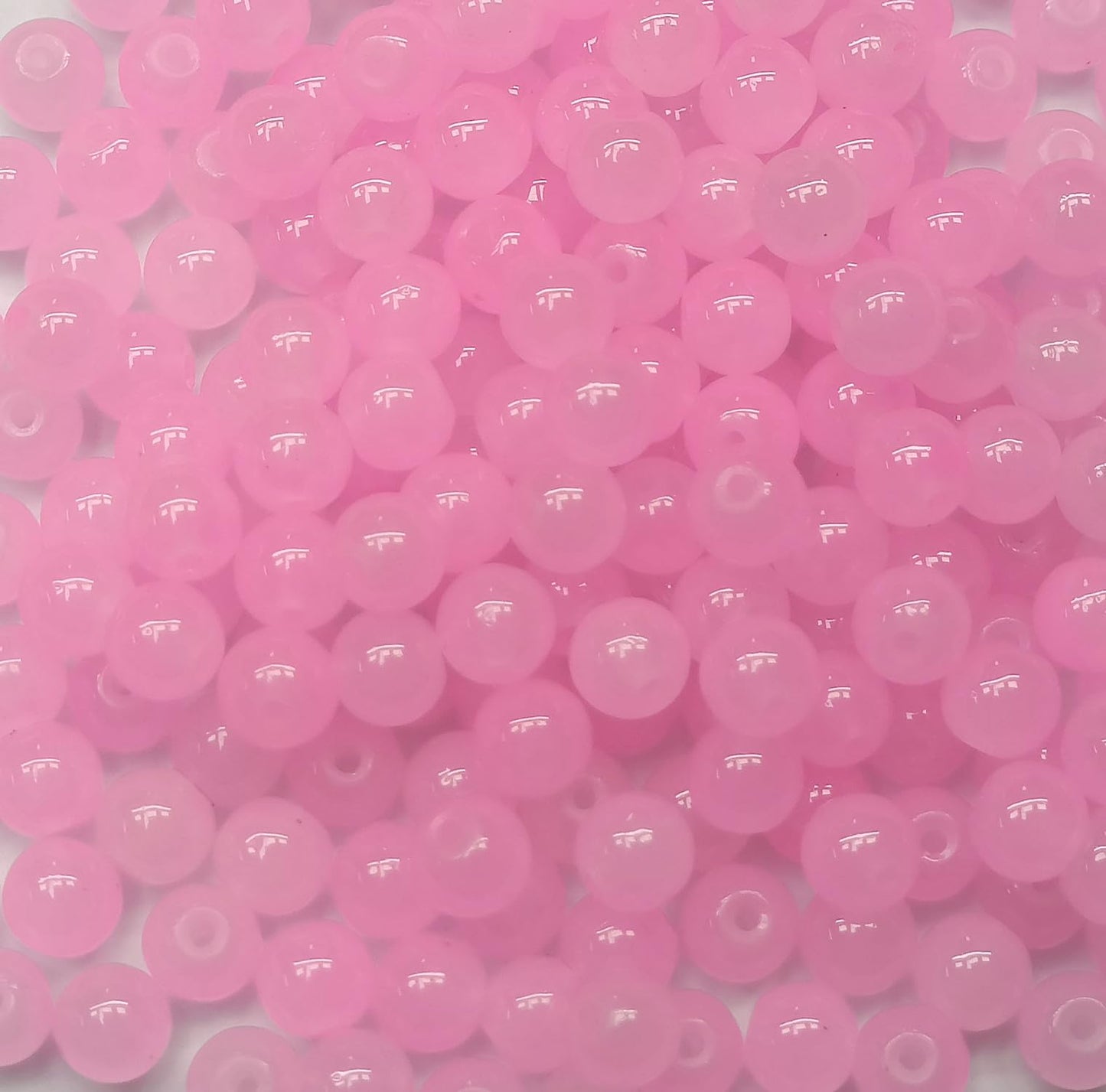 200PCS Glass Beads 8mm Glass Beads for Bracelets Necklaces Jewelry Making DIY Crafts (Pure Pink)