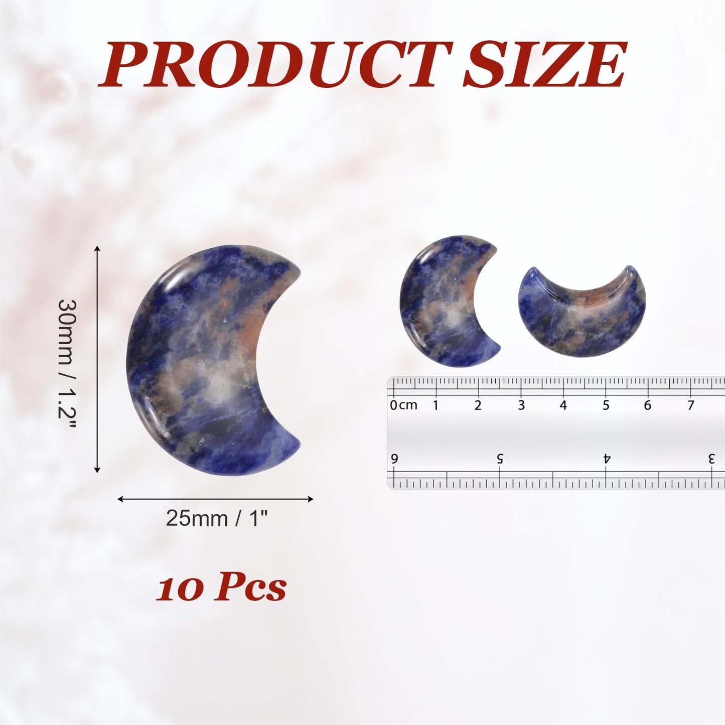 MECCANIXITY 10 Pcs Moon Crystal Worry Stone, 1.2 Inch Length Natural Blue Veins Stone Moon Gemstone Bulk, Carved Pocket Stones for Meditation Balancing Pendant Decor