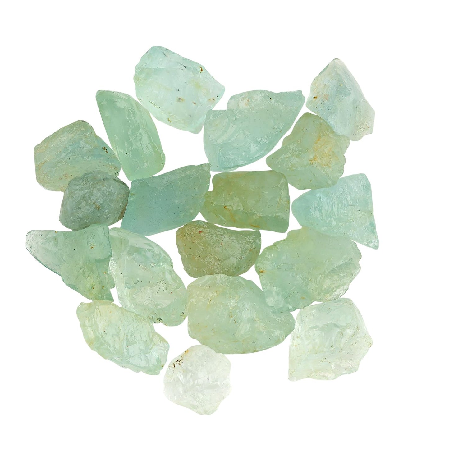 CRYSTALINES 100cts Wholesale Natural Raw Aquamarine Gemstone, Untreated Rough Stone, Bulk Loose Supplies, DIY Jewelry Making, Minerals Healing Crystals, March Birthstone, Gem Collection, 16-18pcs