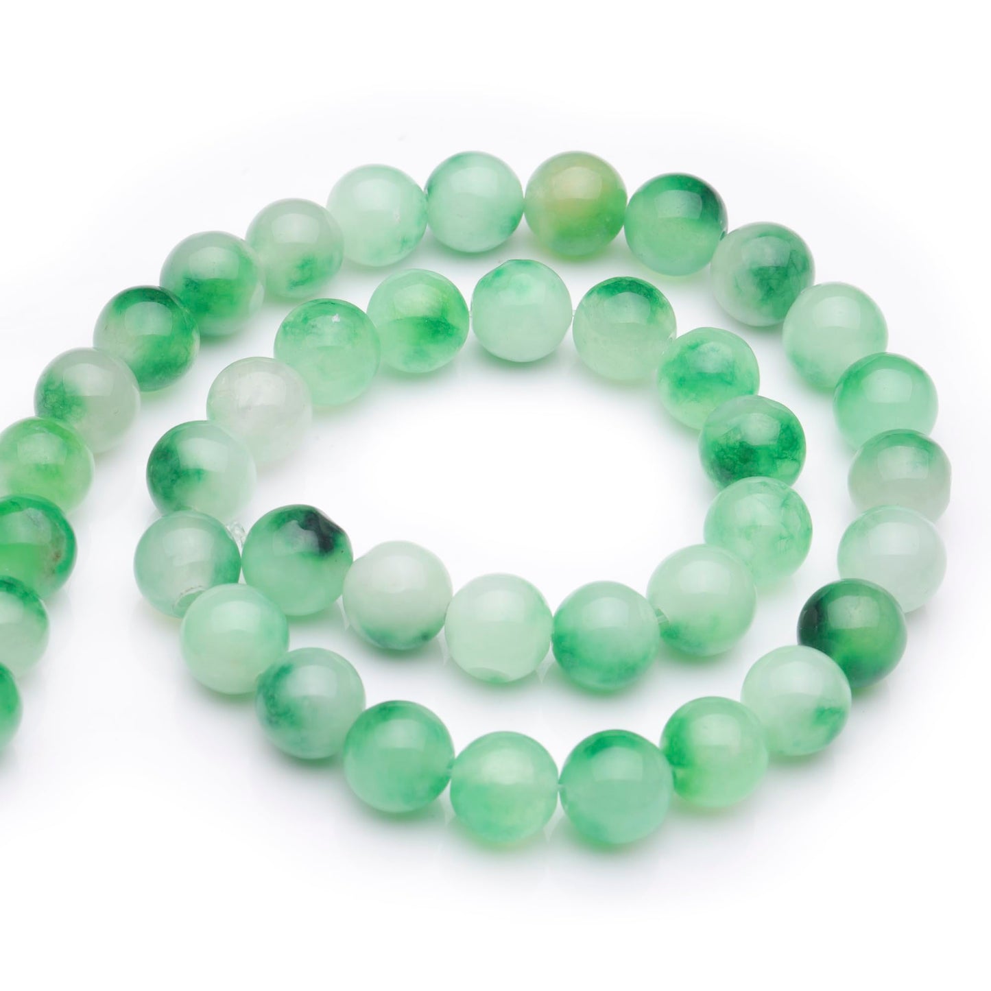 Youngbling Natural Gemstone Beads for Jewelry Making,6mm Green Flower Jade Polished Round Smooth Stone,Genuine Real Stone Red Beads for Bracelet Necklace 15 Inch