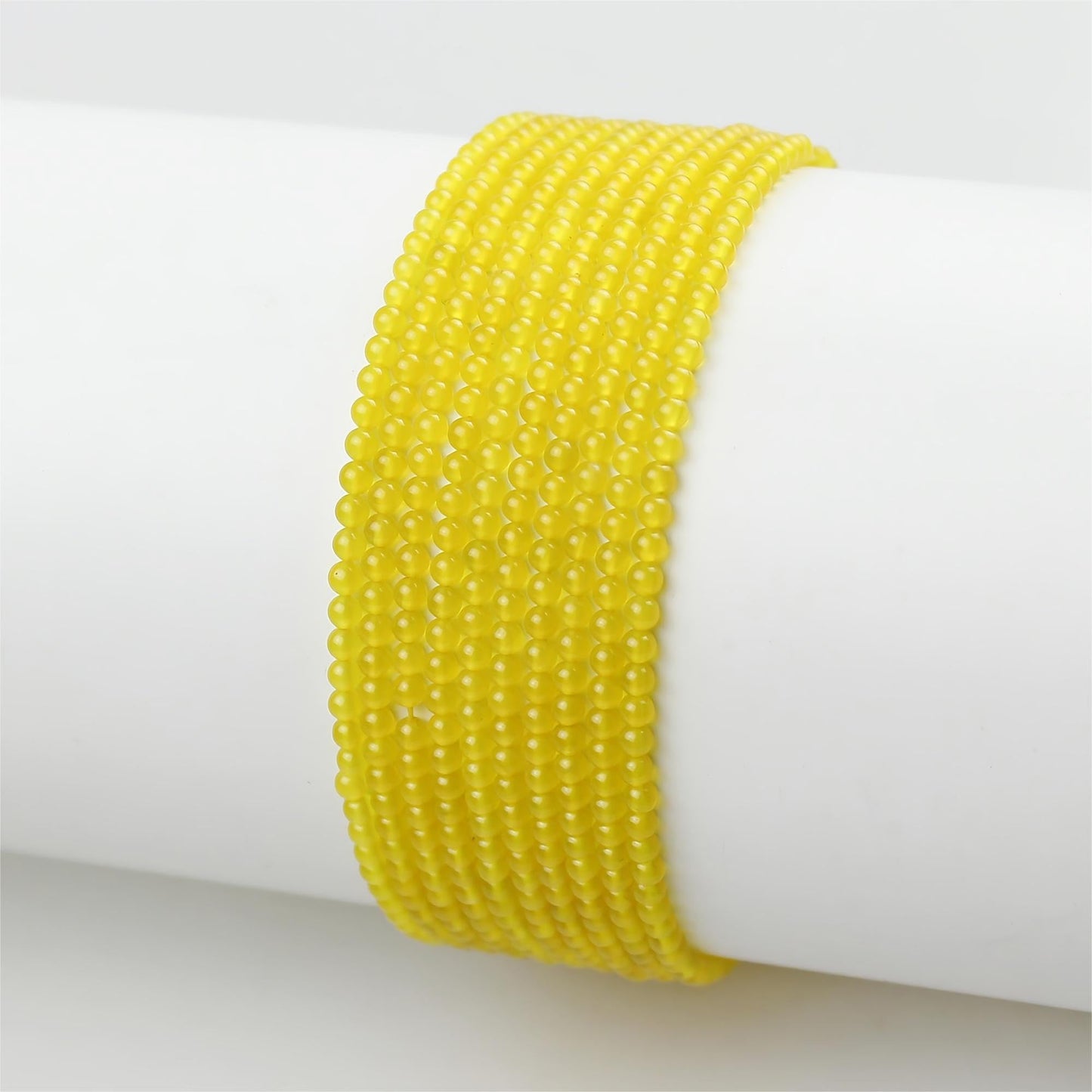 MJDCB 320pcs Natural Small Stone Beads 2mm Yellow Agate Round Smooth Loose Gemstone Bead for Jewelry Making Bracelets Earrings Necklaces Accessories