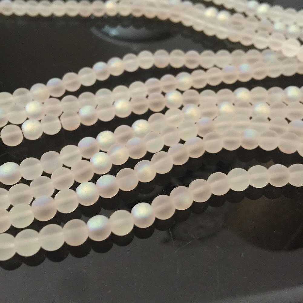 ccHuDE 200 Pcs Matte Crystal Glass Beads Mermaid Aurora Beads with Hole Jewelry Making Crafts DIY 6mm