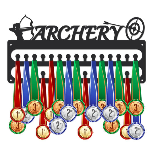 SUPERDANT Archery Medal Hanger Display Sports Medal Holder Wall Mount Archery Medals Hanging 30 Hooks Matte Black Metal Display Rack Iron Race Ribbon Award Organizer Gifts for Athletes 15.7x7.9in