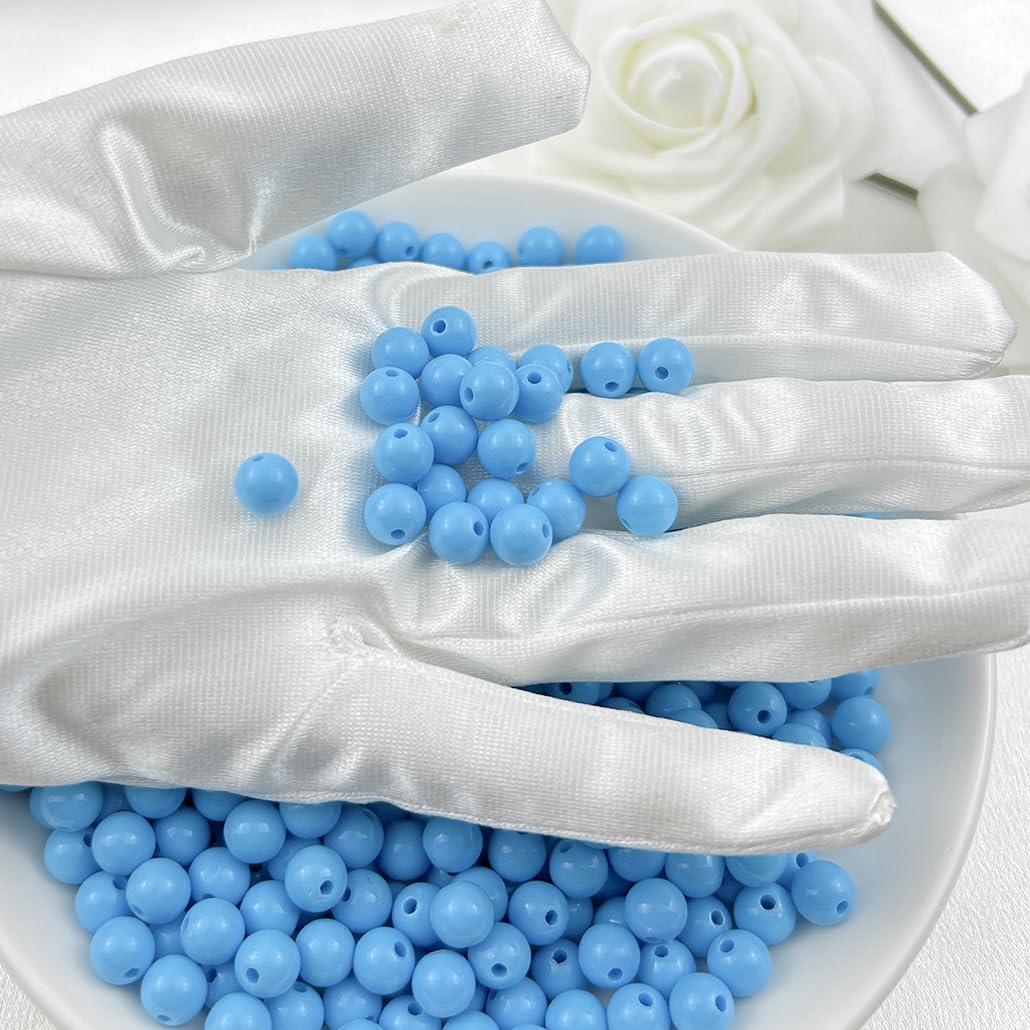 Mulutoo 1000Pieces 6MM Acrylic Round Beads Round Acrylic Balls Chunky Beads Smooth Spacer Plastic Pastel Beads Craft Beads for Necklace and Bracelet Making Crafting Supplies(189-sky Blue)