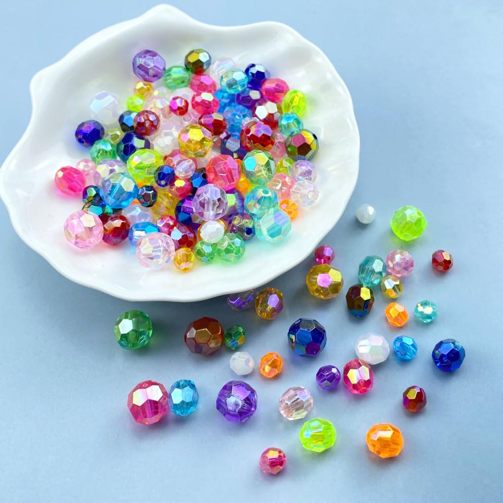 Tingoons 1000 PCS 6mm Acrylic Faceted Spacer Beads AB Color Glossy Round Loose Beads for Jewelry Making Bracelet Necklace Earring Ornament Wind Chimes Key Chains(Light Purple AB)