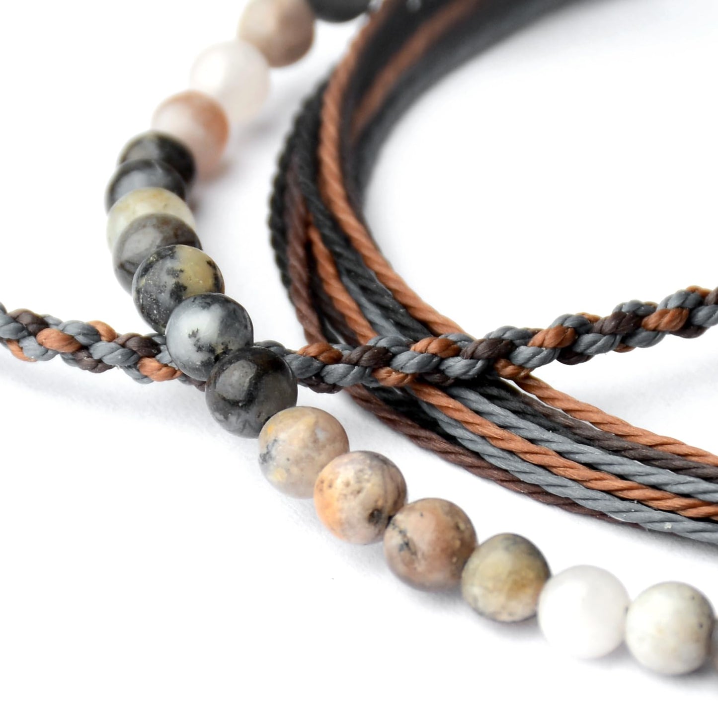 Handmade Natural Stone Beaded Healing Bracelet Gift for Men Adjustable Rope String Bracelet (Variegated Opals, Adjustable)