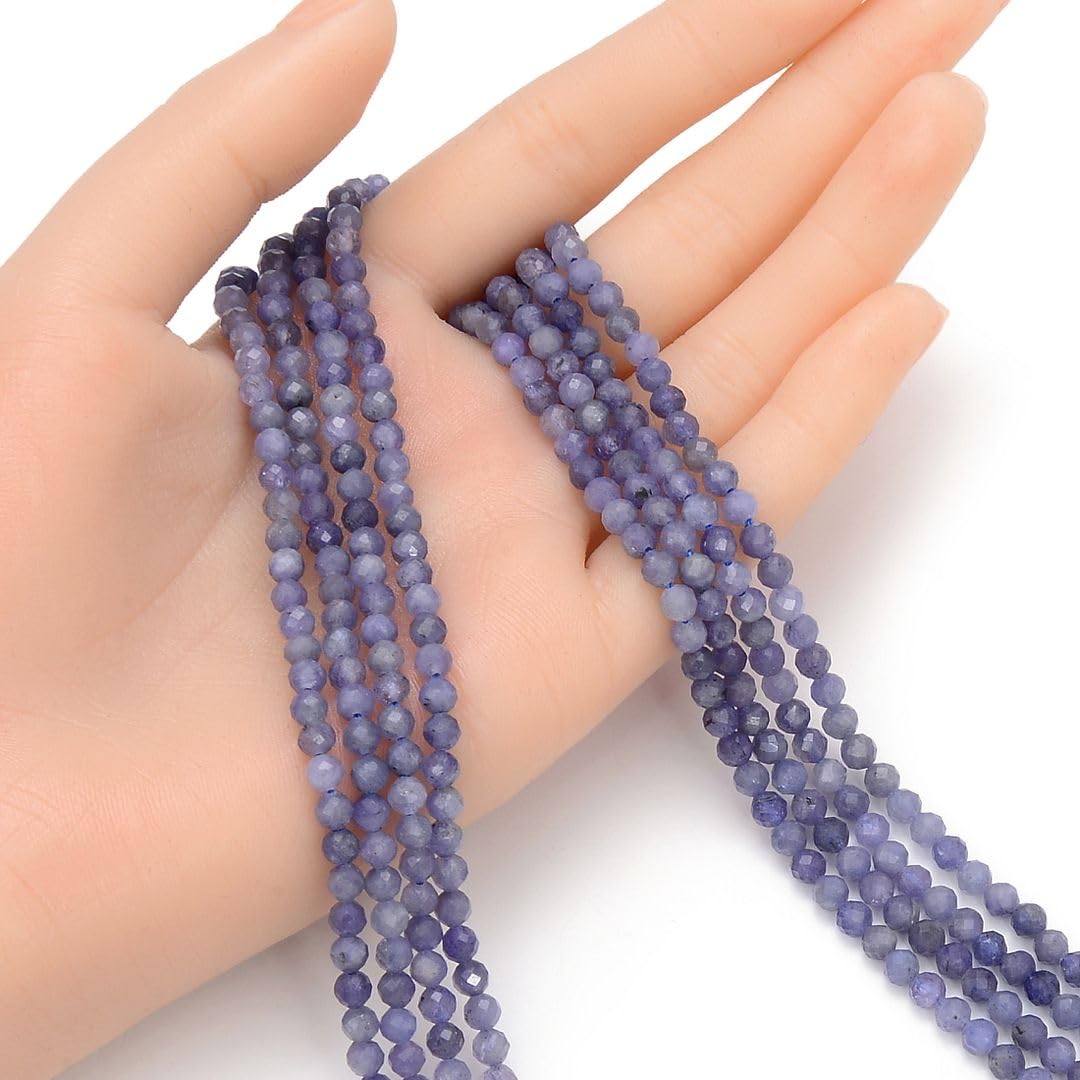 Adabele 15 Inch Natural Purple Tanzanite Healing Gemstone 4mm (0.16 Inch) Tiny Small Faceted Round Loose Beads Stone Spacer (85-95pcs) for Craft Jewelry Making GK4-26