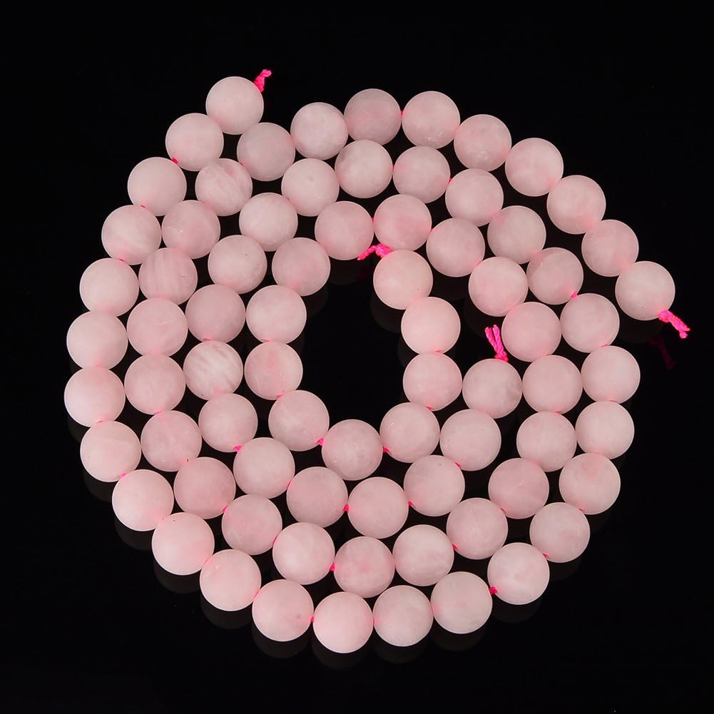 PLTbeads Natural Gemstone Loose Beads Matte Approxi 15.5 inch DIY Bracelet Necklace for Jewelry Making (8mm, Matte Rose Quartz)