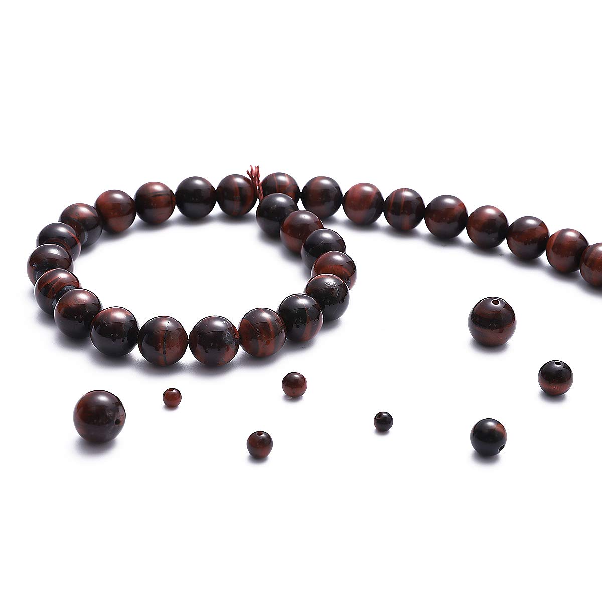 BEADIA Natural Red Tiger Eye Stone Round Loose Semi Gemstone Beads for Jewelry Making 6MM 61PCS