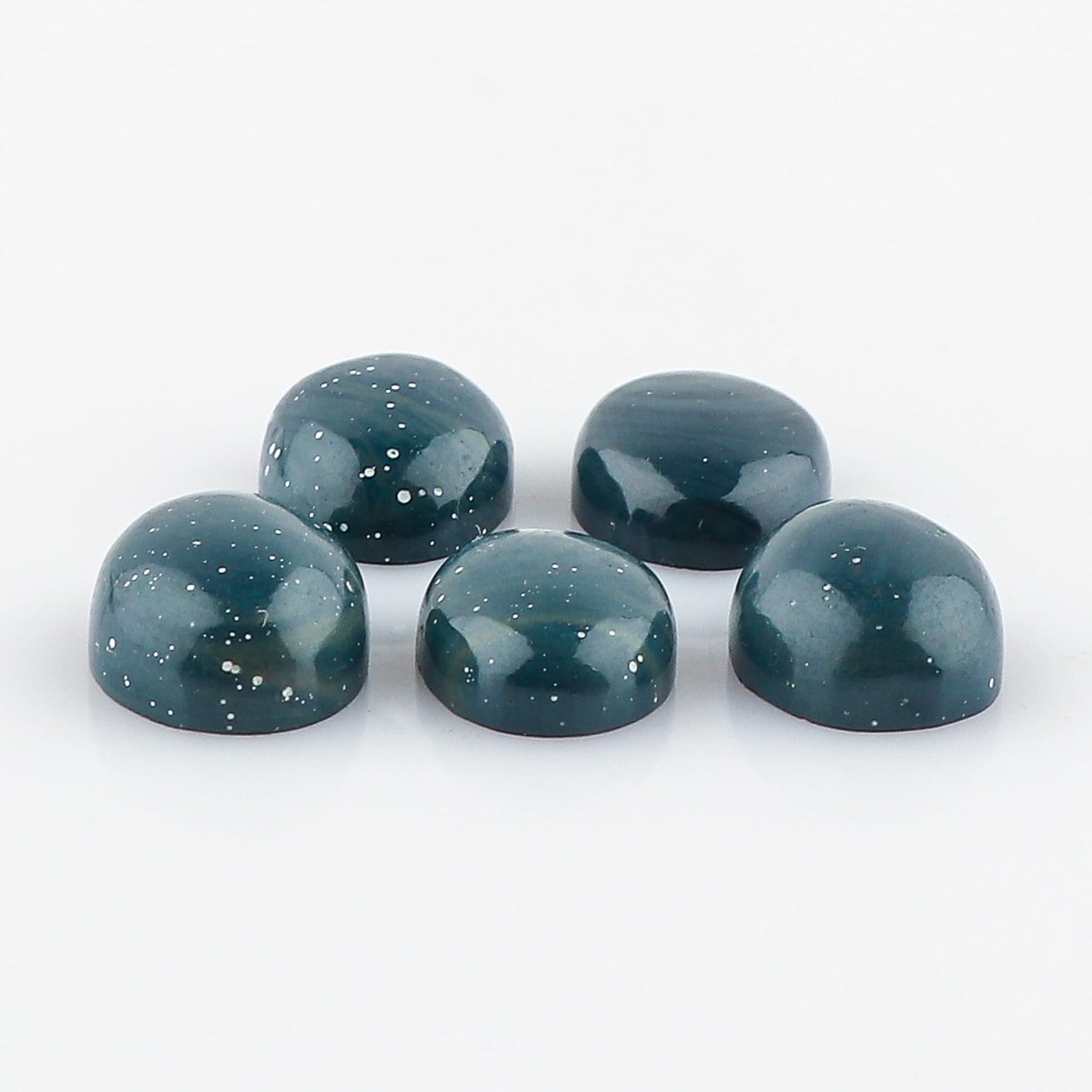CRYSTALINES 5pcs, Wholesale Genuine Blue Obsidian Gemstone, Polished Flatback Cabochon Stone, Bulk Oval Loose Supplies, Jewelry Making, DIY Crafts, Healing Crystals, Wire Wrapping, Gem Collection
