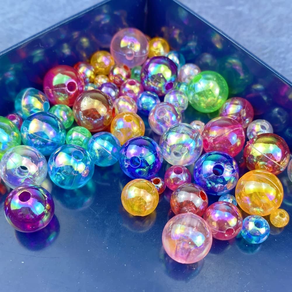 1000 Pcs 6mm Acrylic Round Beads AB Colors Round Spacer Beads for Earring Bracelet Necklace Key Chains Jewelry DIY Craft Making(Red AB)
