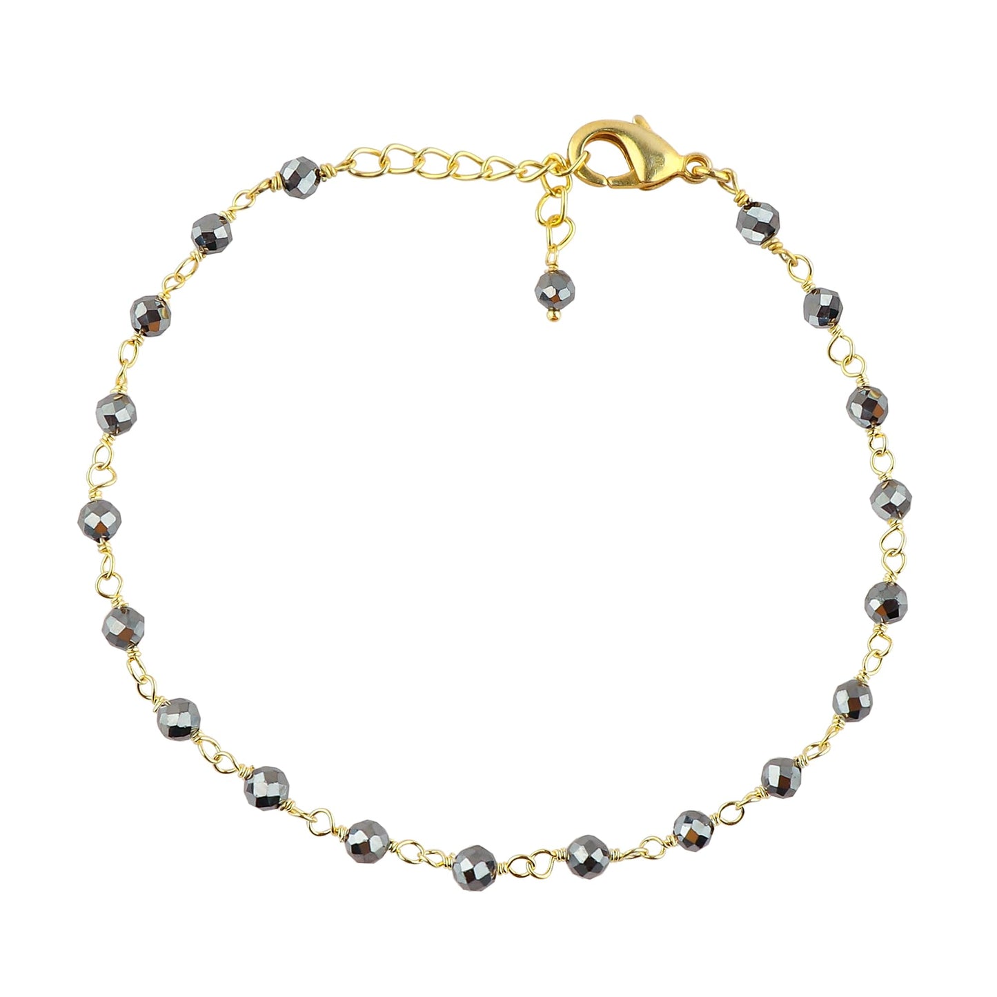 CRYSTALINES Natural Teraherts Gemstones Rosary Bracelet, Handmade Gold Plated Jewelry, Wire-Wrapped, Beaded Rosary Chain, Healing Crystals, Women Bracelet, Adjustable Chain, 7+1inch, A Grade