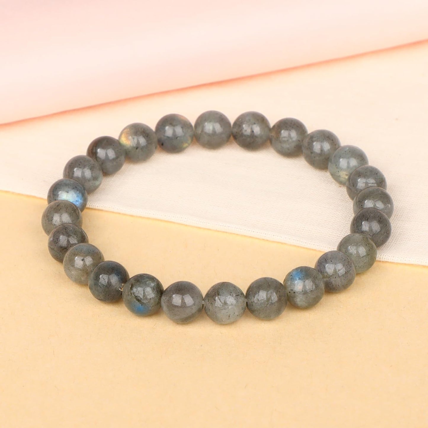 LPBeads Handmade Natural Gemstone Stretch Elastic 8mm Labradorite Bracelet Healing Crystal Round Stone Beads Jewelry Gifts for Women Men