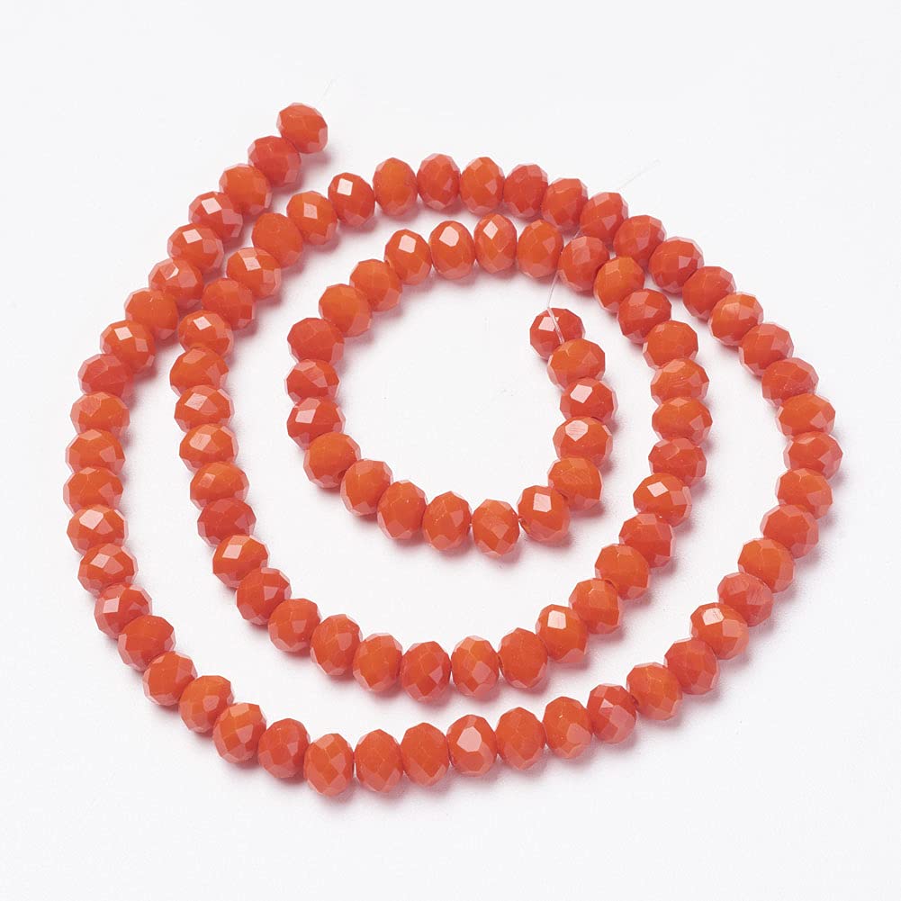 10 Strands Briolette Faceted Rondelle Glass Beads 4x3mm Tiny Opaque Glass Loose Beads 1230pcs for Bracelets Jewelry Making