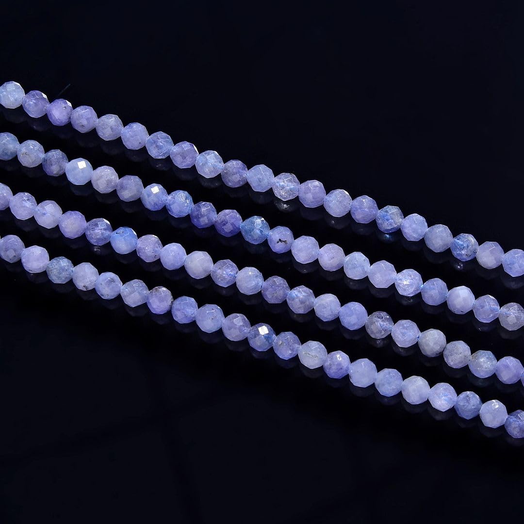 Adabele 30 Inch Natural Purple Tanzanite Healing Gemstone 3mm (0.12 Inch) Tiny Small Faceted Round Loose Beads Stone Spacer (200-220pcs Total) for Craft Jewelry Making GK3-26