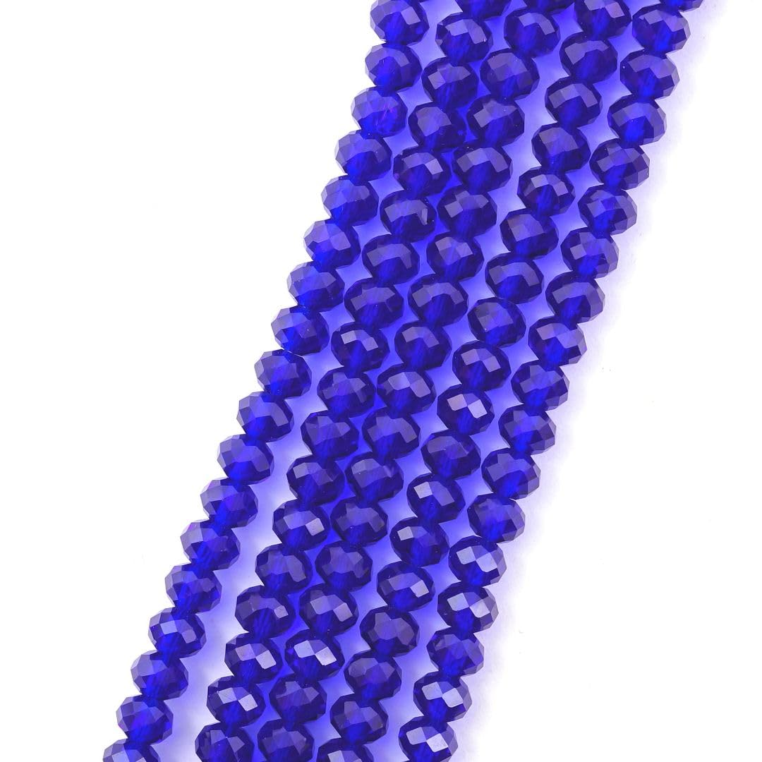 350pcs Czech Faceted Rondelle Crystal Glass Loose Beads 8mm Spacer Bulk Cobalt Blue for DIY Craft Jewelry Making CCR825