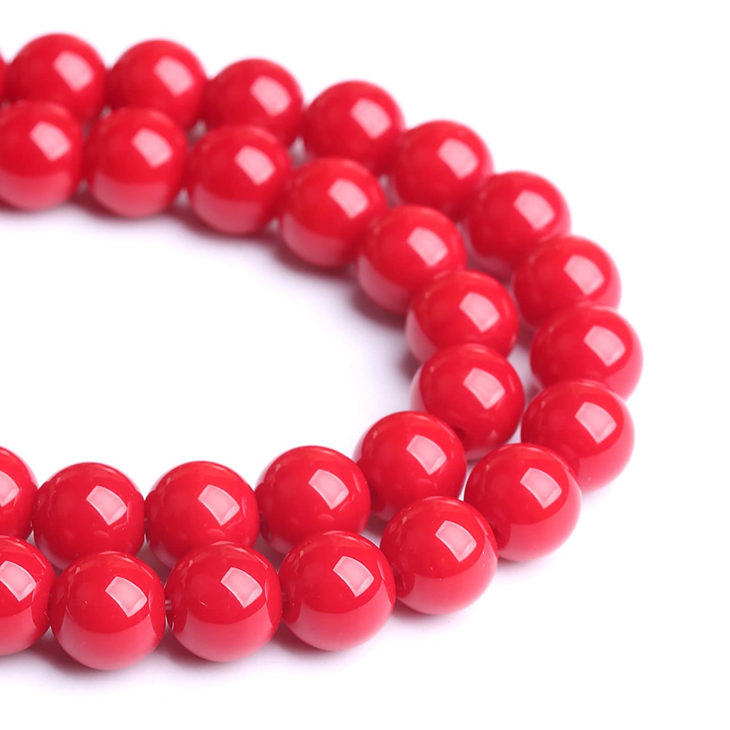75PCS 10MM Red Glass Round Spacer Loose Beads for Jewelry Making DIY Bracelet Necklace