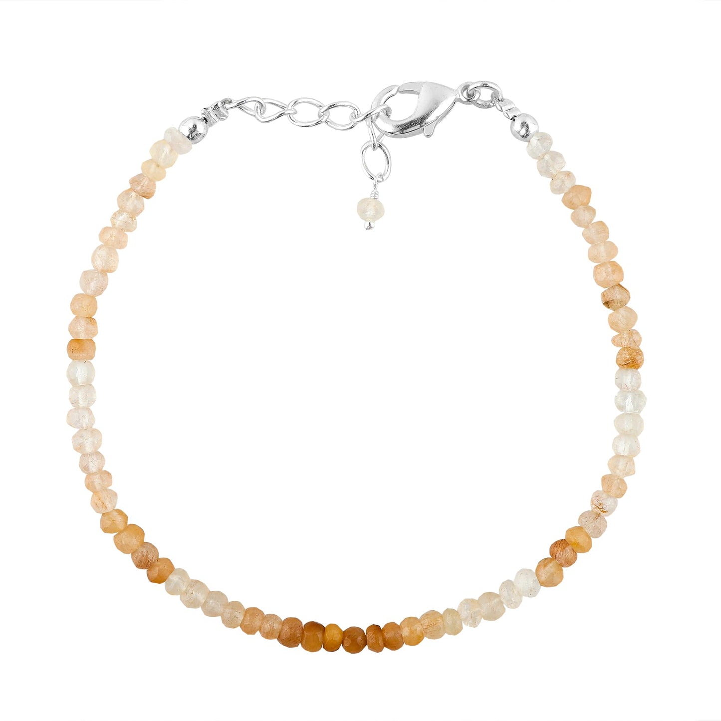 CRYSTALINES Natural Moonstone Dainty Bracelets, Shaded Gemstones Beads, June Birthstone, Chakra Healing Crystals, Handmade Bracelet, Women Jewelry, Silver Chain, A Grade, 8"