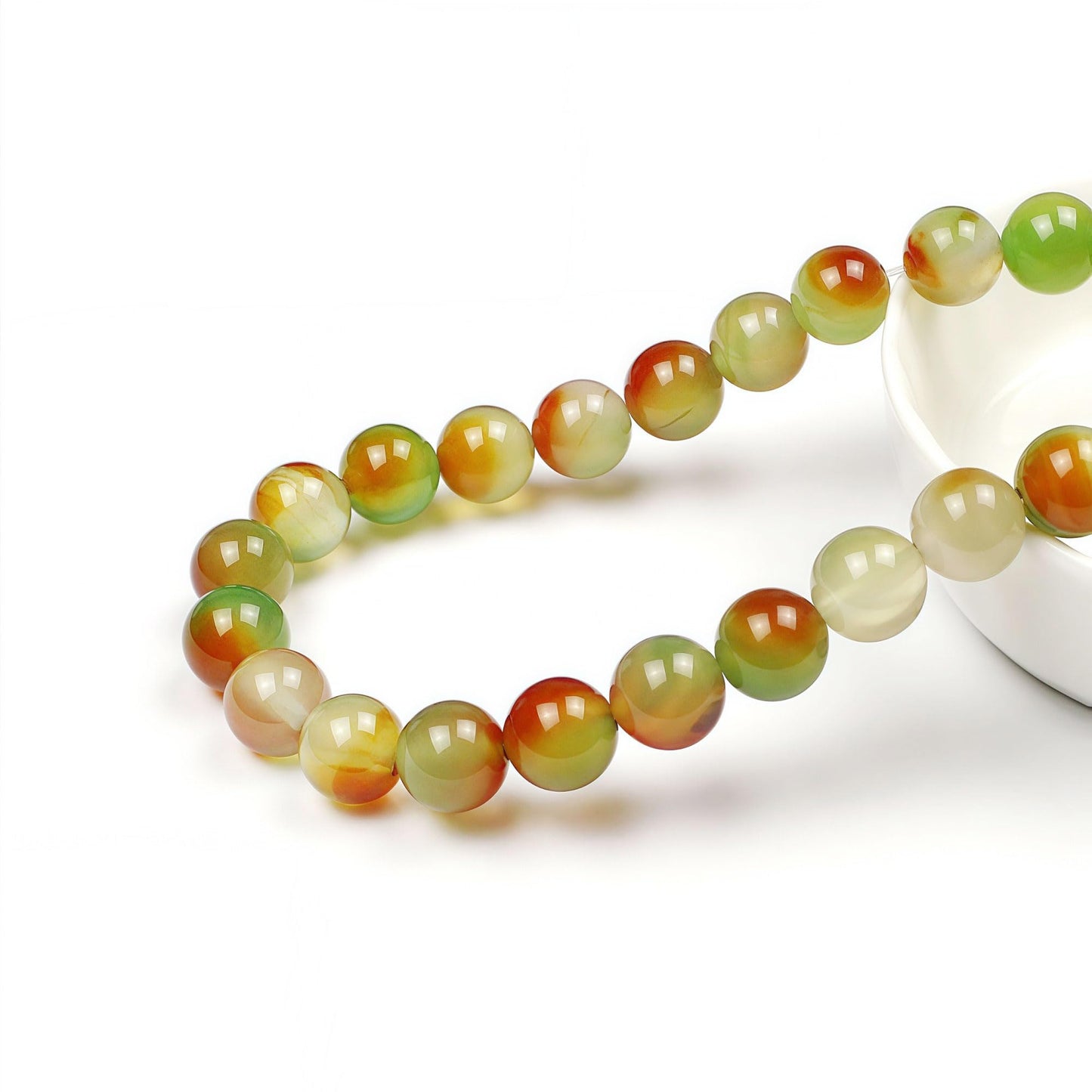 MJDCB Natural Peacock Agate Beads Red Green Agate Beads Round Stone Beads for DIY Necklace Bracelat Jewelry Making Strand 15" (12mm)
