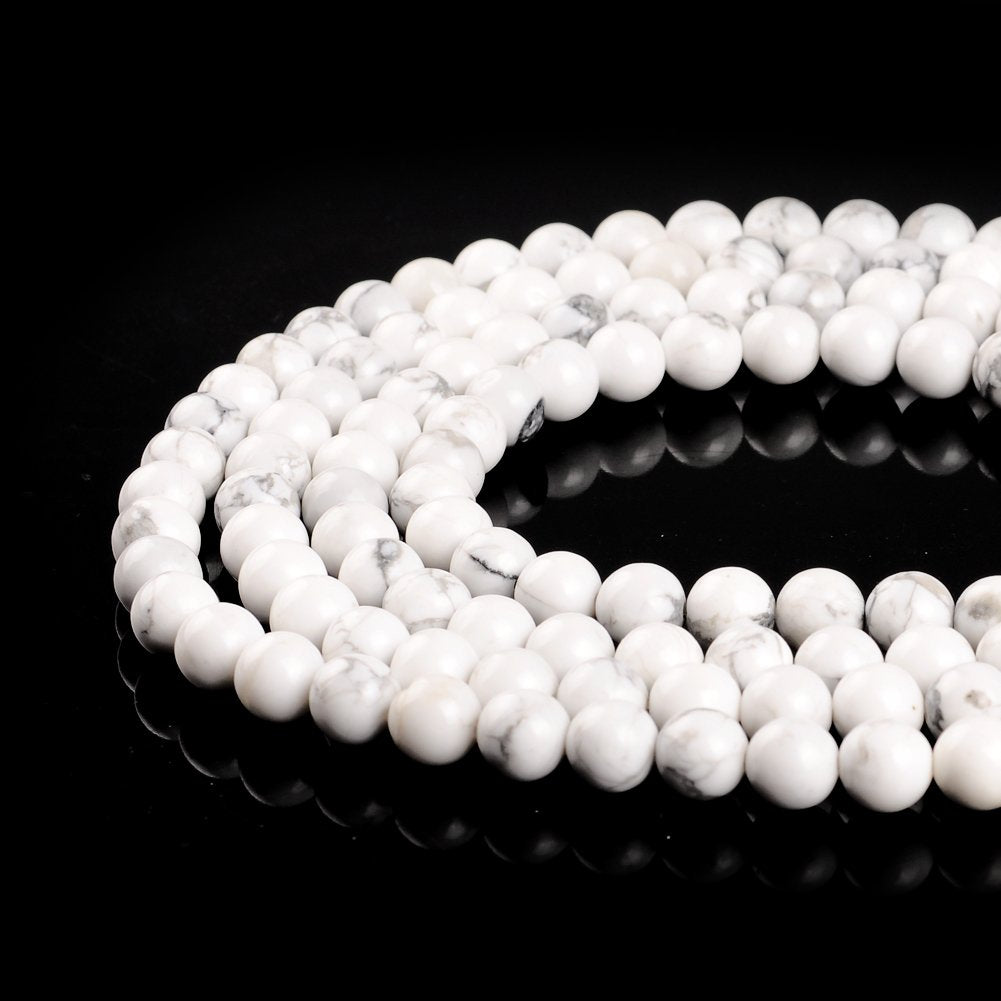 Natural Stone Beads 14mm White Howlite Gemstone Round Loose Beads Crystal Energy Stone Healing Power for Jewelry Making DIY,1 Strand 15"