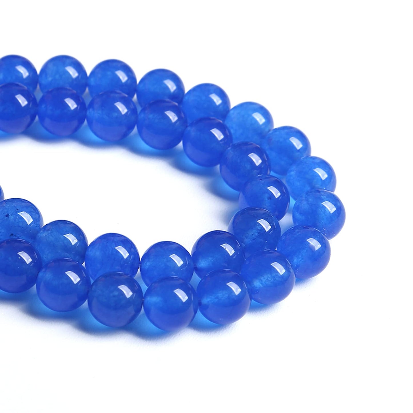 90PCS 8MM Deep Blue Chalcedony Natural Stone Loose Beads for Jewelry Making DIY Bracelet