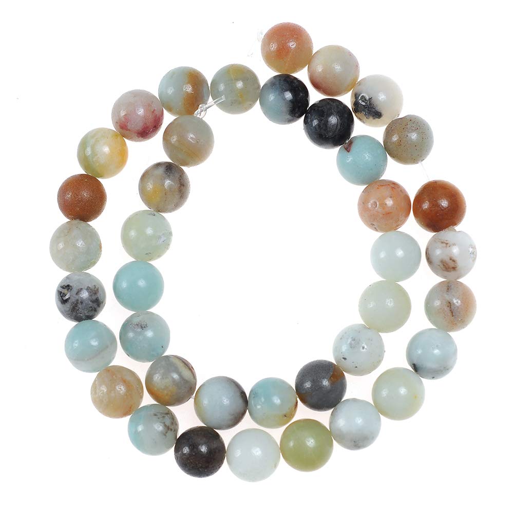 Natural Stone Beads 8mm Amazonite Gemstone Round Loose Beads Crystal Energy Stone Healing Power for Jewelry Making DIY,1 Strand 15"